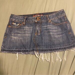 Casual Frayed Hem Denim Mini Skirt